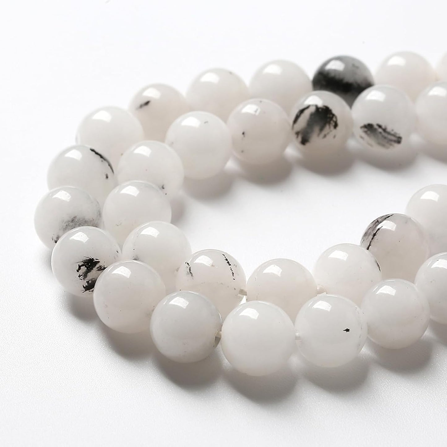 36pcs 10mm Natural Black Rutilated Quartz Crystal Jade Stone Beads for Jewelry Making Energy Healing Power Stone Beads DIY Bracelet Necklace Accessories 15" (10mm, Black Rutilated Quartz Jade)