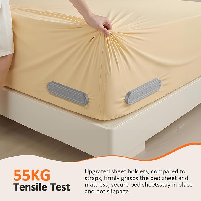 Bed Sheet Holders for Corners: 4Pcs Fitted Sheet Holder with Locks, Sheet Clips Fits Mattress, Upgrade Sheet Holders Keep Sheets Firm & Tight, Heavy Duty Sheet Fasteners