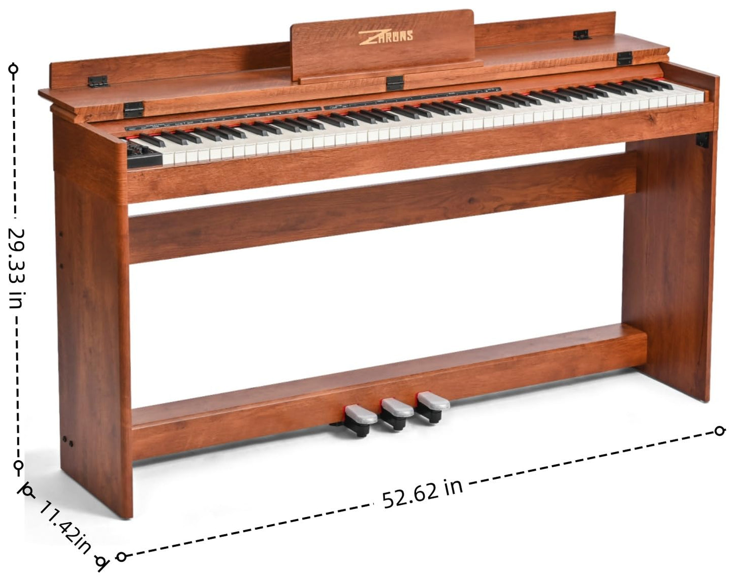 ZHRUNS Digital Piano 88 Key Full-Size Weighted Keyboard, Wooden Classic Upright Electric Piano with Headphone Jack, Piano Stand, 3 Pedal, Suitable for Beginner, Professional