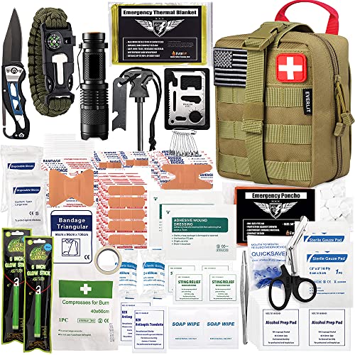 EVERLIT 250 Pieces Survival First Aid Kit IFAK EMT Molle Pouch Survival Kit Outdoor Gear Emergency Kits Trauma Bag for Cam...