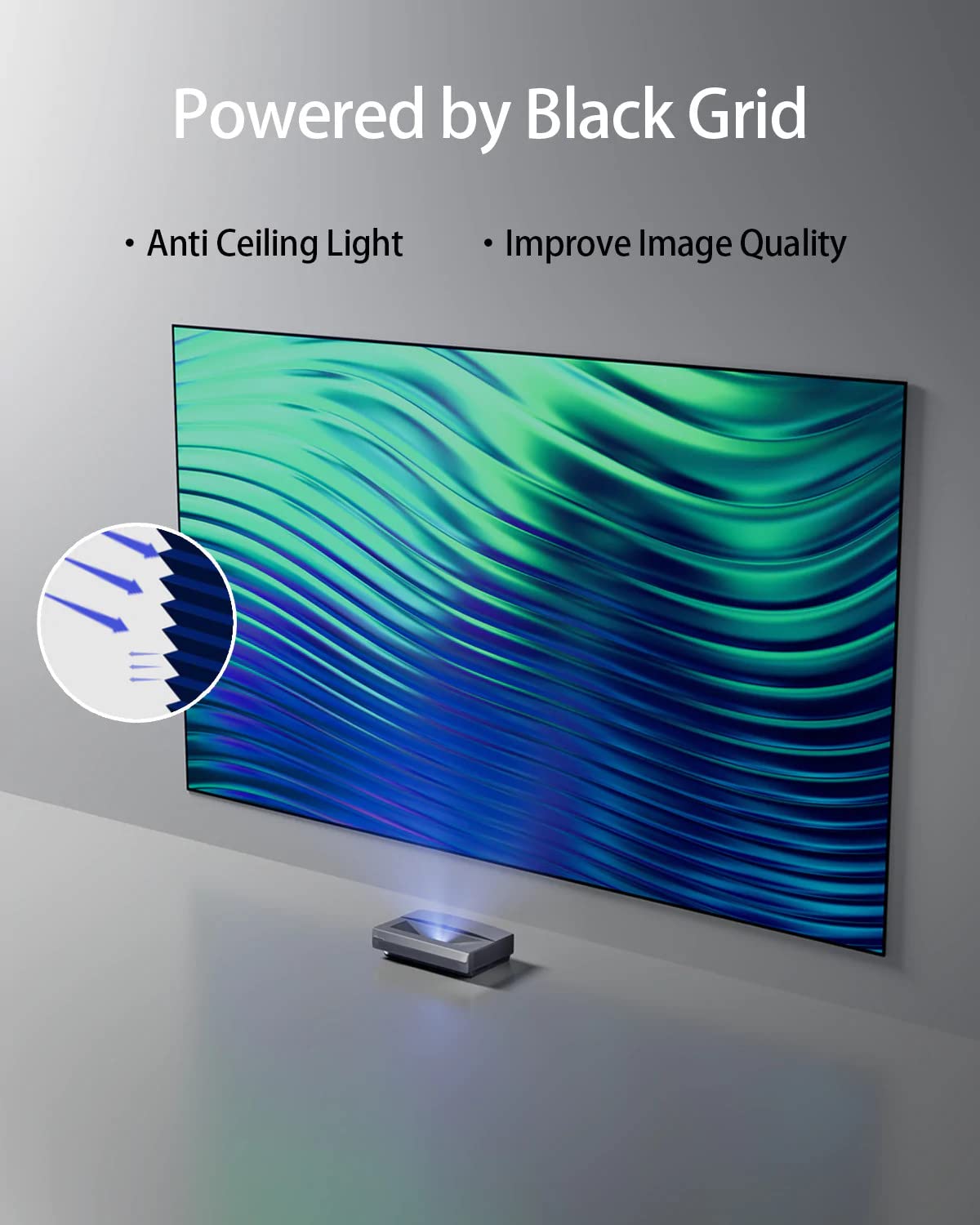 CASIRIS Ambient Light Rejecting ALR Projector Screen 100 inch, Ultra HD Fixed Frame Movie Screen for Ultra Short Throw Projector, Edge Free Projector Screen, 16:9 Aspect Ratio