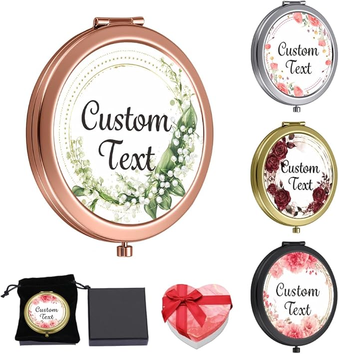 Eunigem Personalized Compact Mirror for Women-Custom Mirror Gifts for Bridesmaid,Wedding,Birthday,Mom,Friend,Wife,Christian
