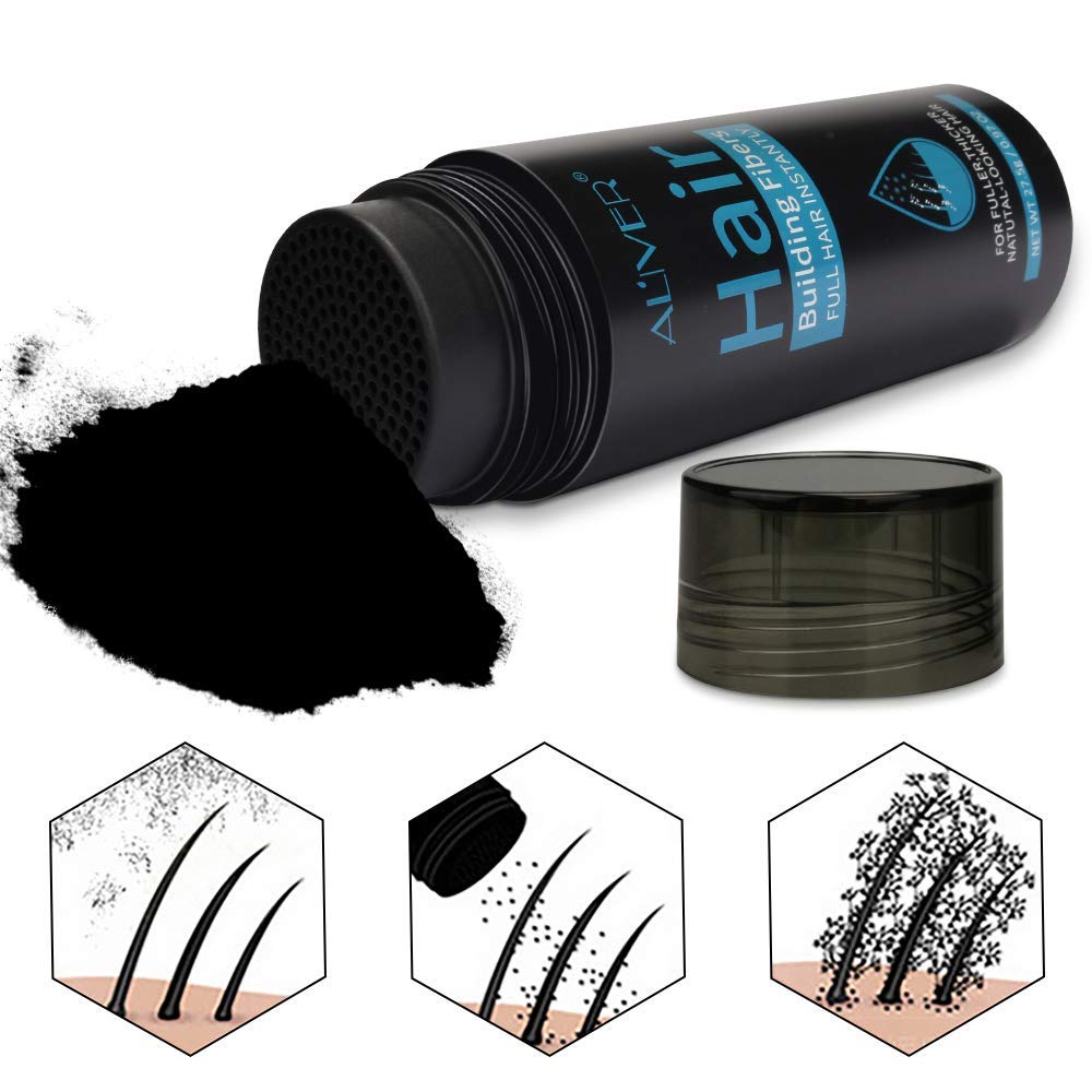 Aliver Hair Fibers for Thinning Hair Dark Brown - Undetectable Natural Formula - Thicker Fuller Hair in 15 Seconds - Conceals Hair Loss & Look Younger - Designed for Men & Women,0.97Oz