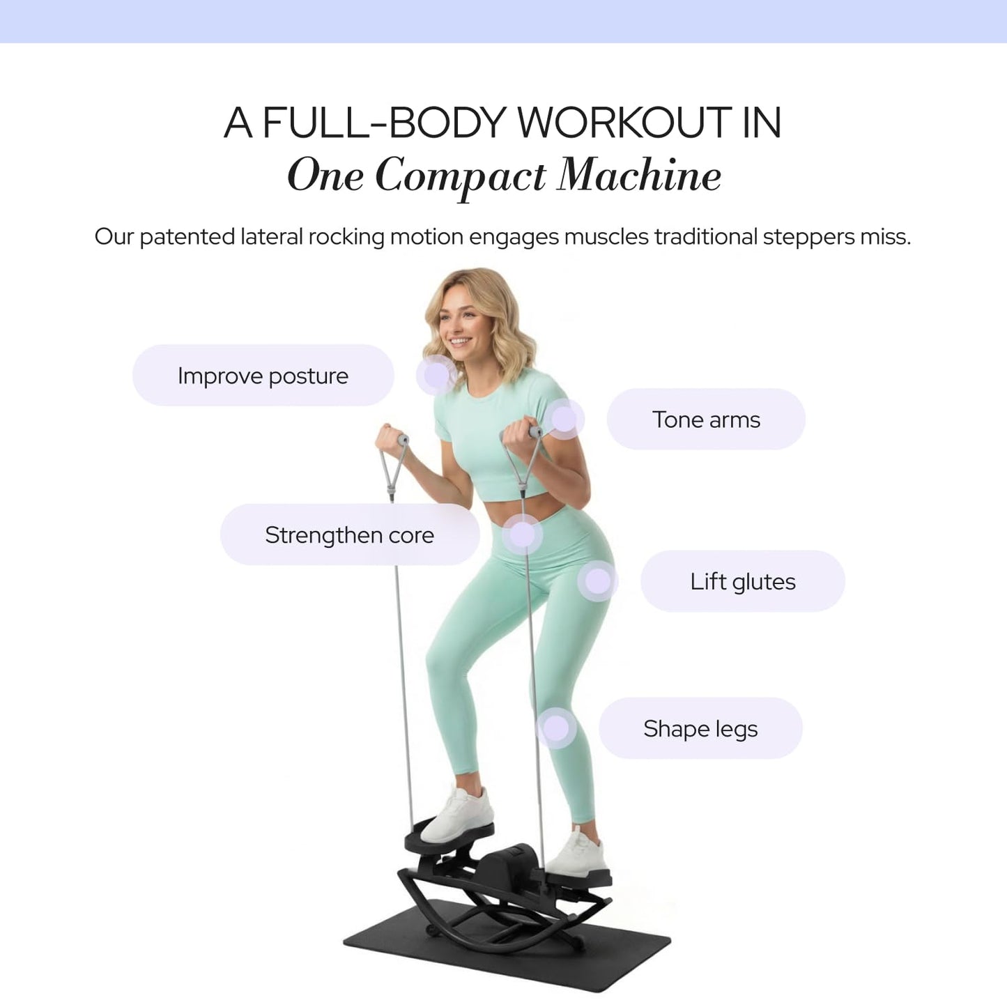 LhanelFit The Rock Stepper - Side to Side Rocking Stepper Machine for Home Workouts - Low Impact Indoor Cardio Leg Glute and Core Training - Quiet Compact Step Rocker Exercise Equipment (Black)
