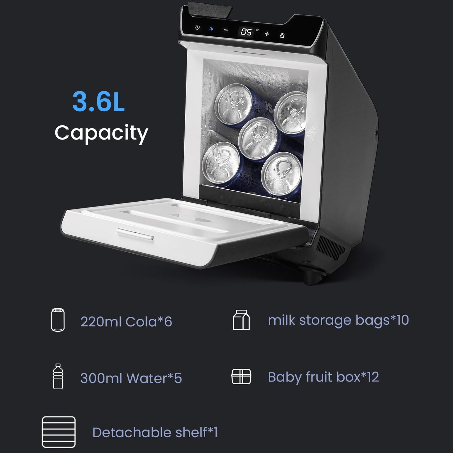 WinTang Car Refrigerator for Tesla Model Y Juniper, Rear Center Console Fridge for Tesla Model Y 2026~2025, Cooler & Warmer, Portable Freezer for Camping Traveling Commuting & Sports