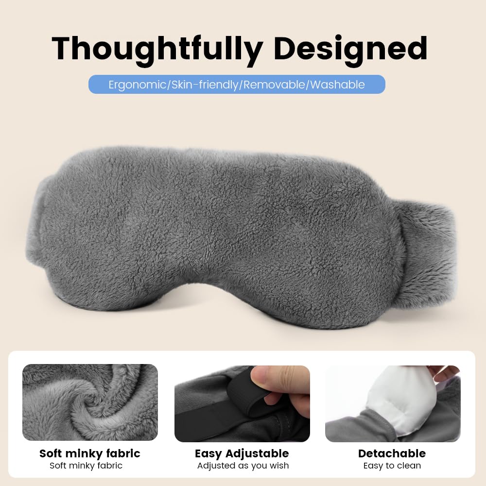 Heated Eye Mask for Dry Eyes, Steam Warm Compress for Dry Eyes, Work with Relieve, Blepharitis & Stye Treatment (Gray)