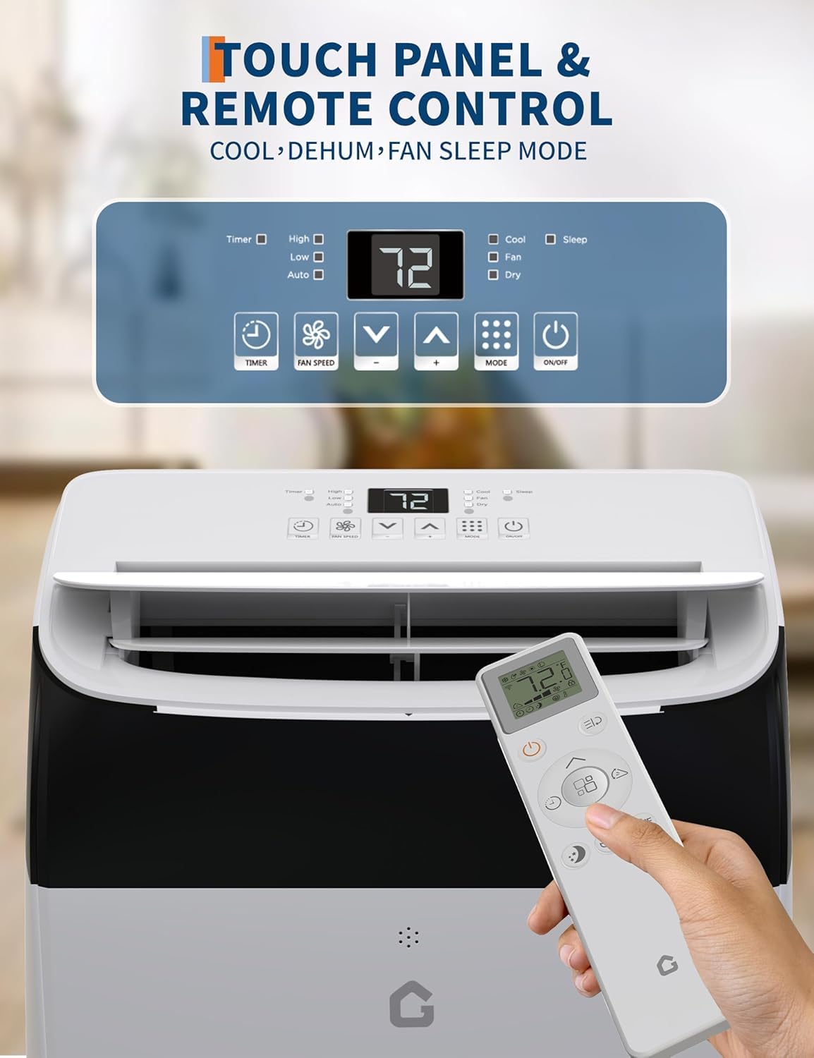 Garvee 14,000 BTU Portable Air Conditioner, 3-in-1 Portable AC Unit with Cool, Dehumidifier & Fan Modes, Covers Rooms up to 750 sq.ft, Sleep Mode, Remote Control, Timer & Full Window Kit