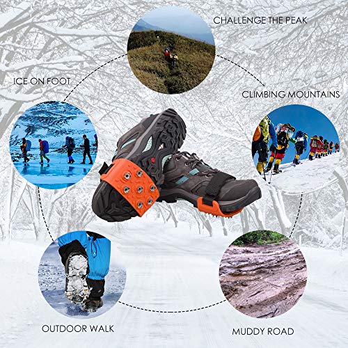 FANBX F Crampon Traction Cleats Anti-Skid Traction Grips Crampons Spikes 7 Point Cleats for Footwear for Walking, Jogging,...