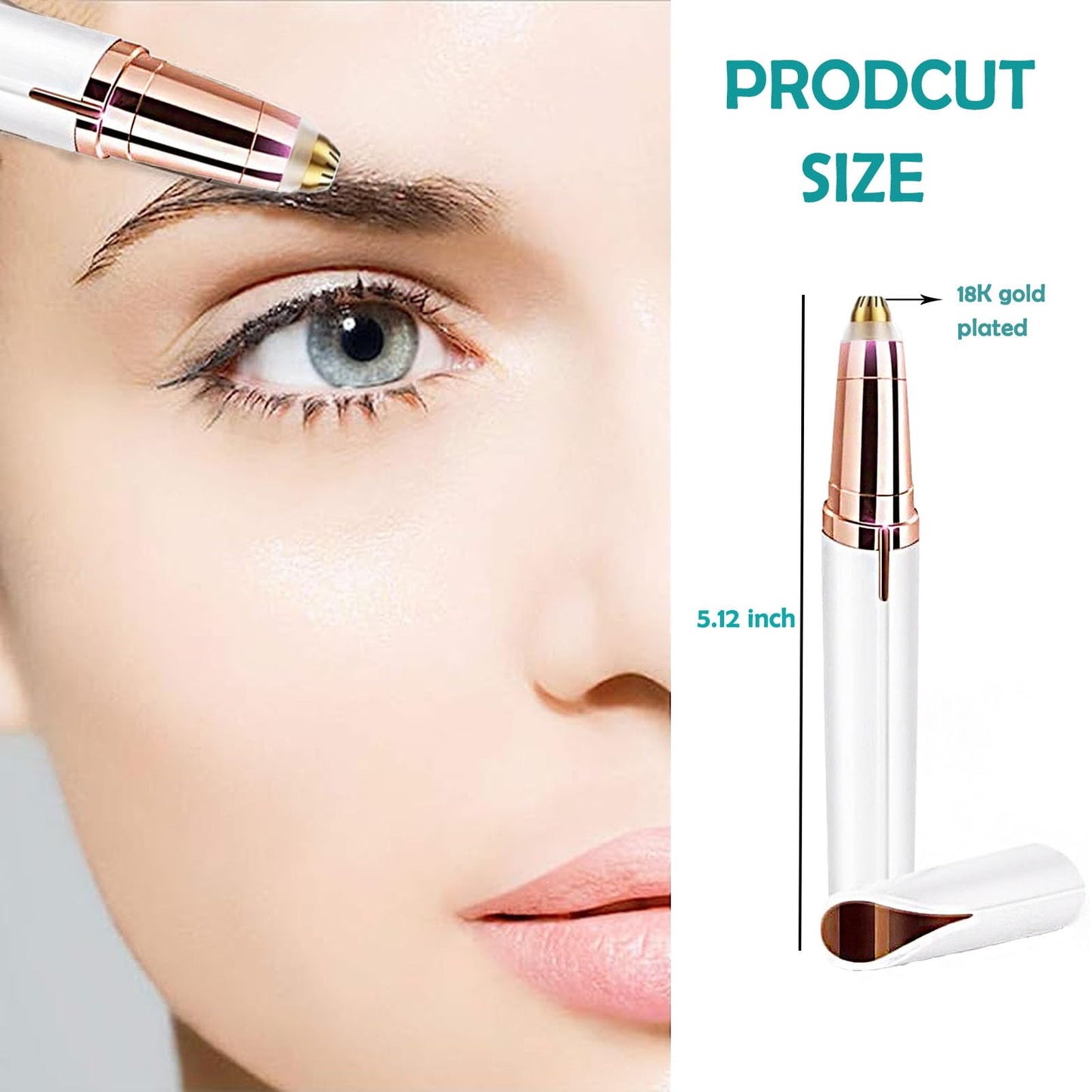 USB Rechargeable Portable Electric Eyebrow Trimmer Pen for Women, Painless Precision Eyebrow Shaver Razor Tool for Face, Fingers