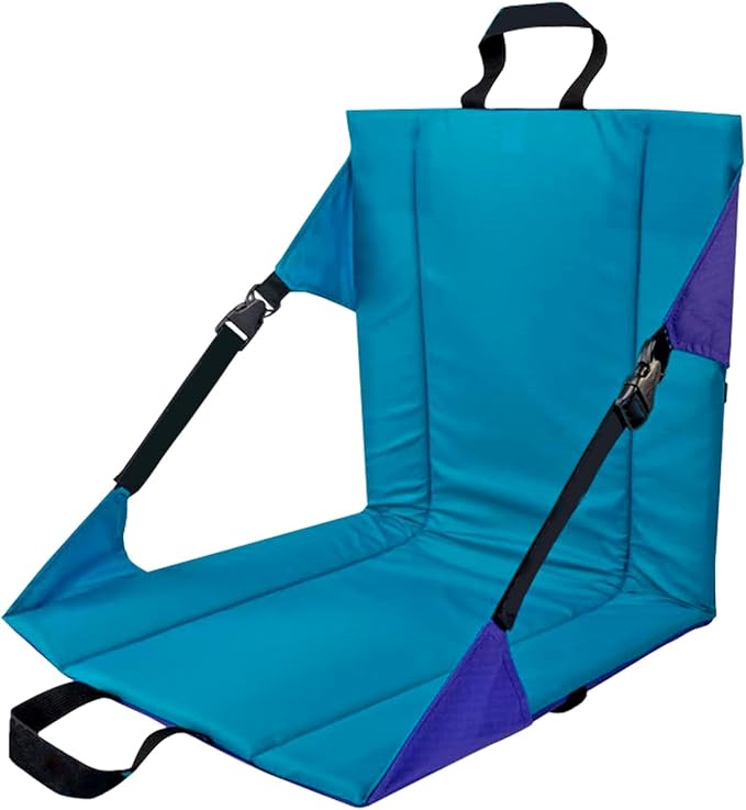 LynsaTac Folding Stadium Seat Cushion with Backrest, Portable Bleacher Pad for Camping, Fishing,15.8'' x 16.5'',Lightweight Chair with Backrest for Outdoor Sports and Concerts(Blue and Purple)
