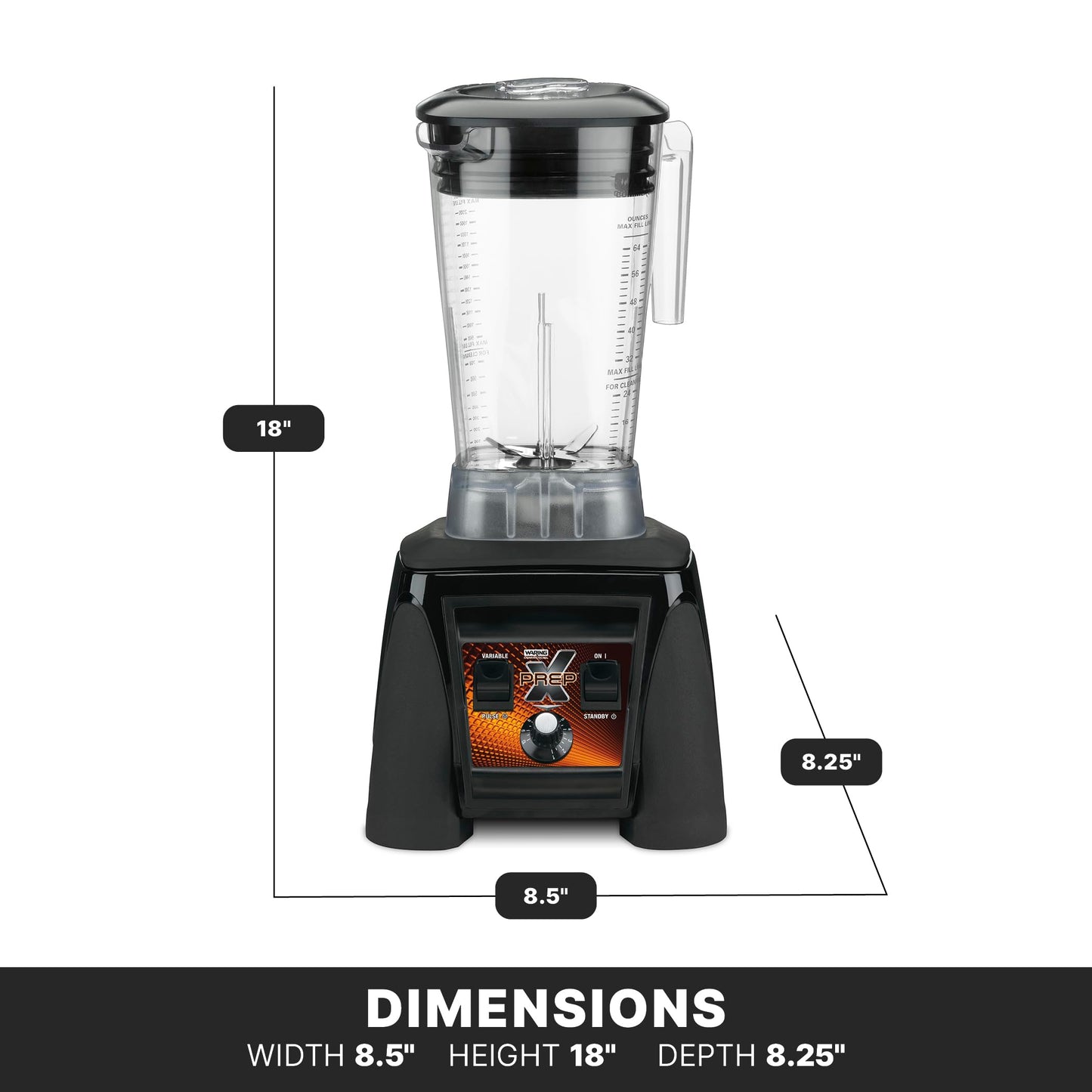 Waring Commercial MX1200XTX 3.5 HP Blender with Variable Speed Dial Controls and a 64 oz. BPA Free Copolyester Container, 120V, 5-15 Phase Plug