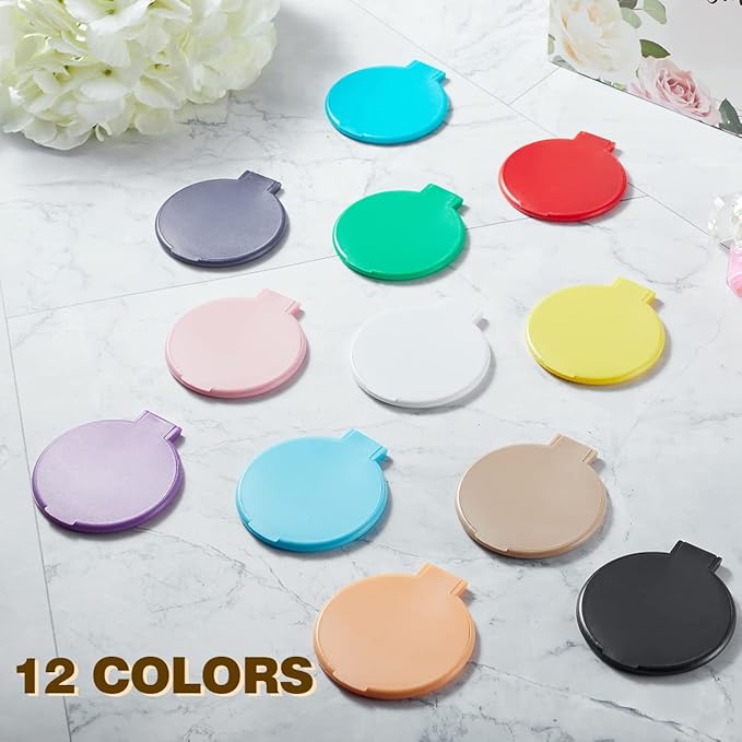 Compact Mirror Bulk, Small Makeup Mirror for Purse, Set of 12 (12 Colors)