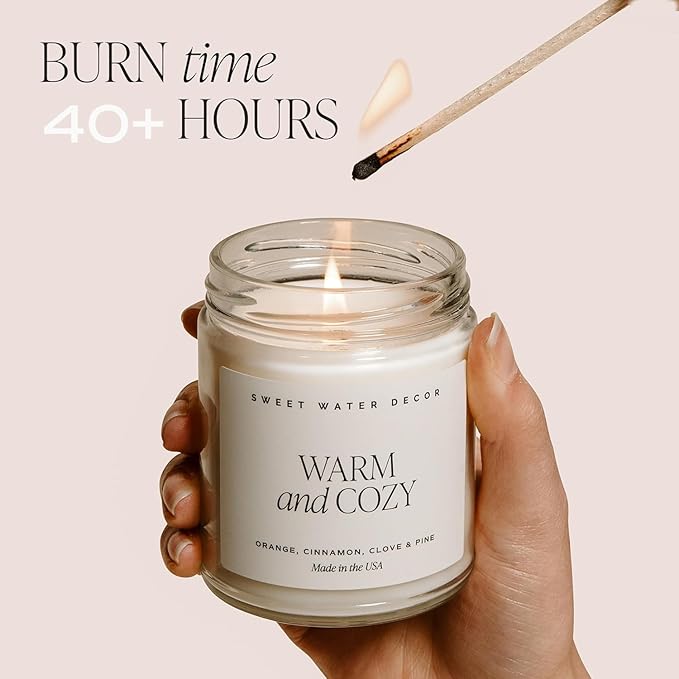 Sweet Water Decor Mulled Cider Candle - Fall Scented with Cinnamon, Icing and Cinnamon Buttery Pastry for Home - Fall Soy Candle with 40 Hours Burn Time - 9Oz Gold Lid Clear Jar Mulled Cider Scents