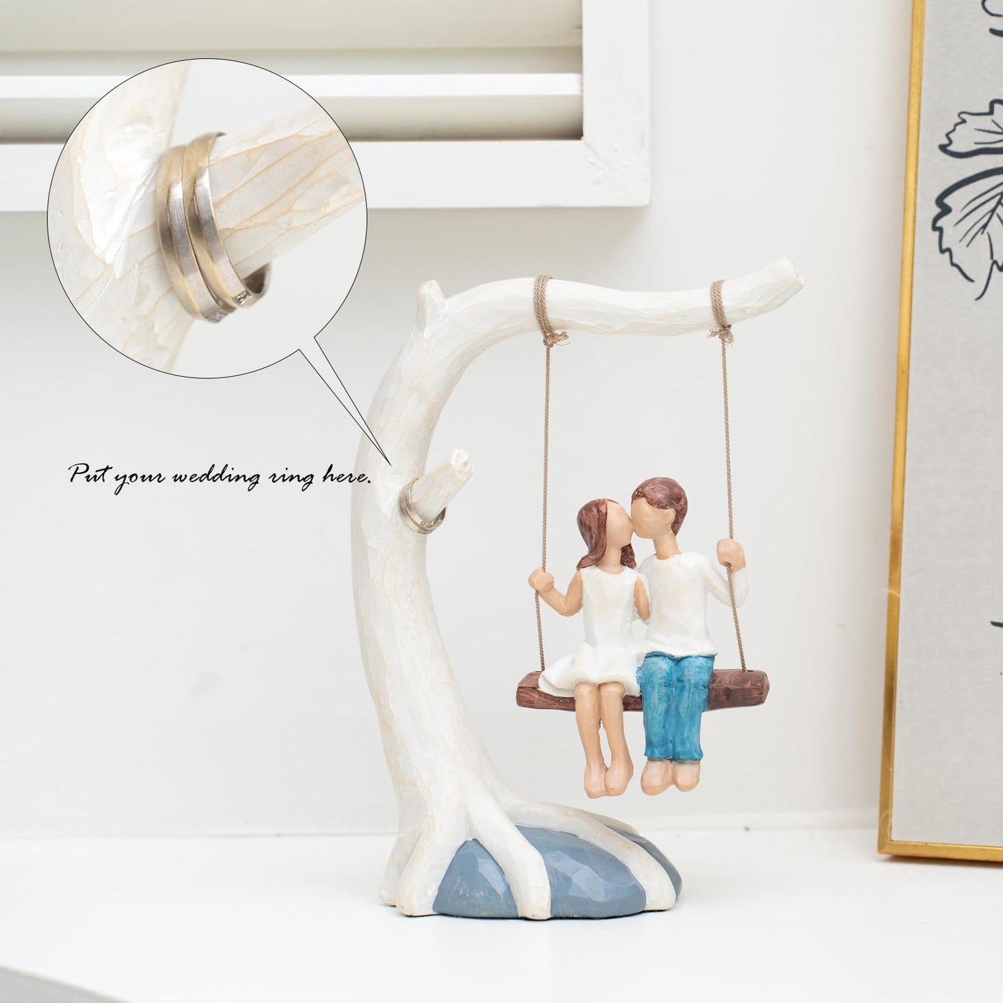 Romantic Couple Swing Statue.Kissing Sculpture Anniversary Wedding Gifts for couple,Valentine's Day and birthday Gifts for Wife or Girlfriend.Sweet Home Decoration. Conveying Love's Romance and Warmth
