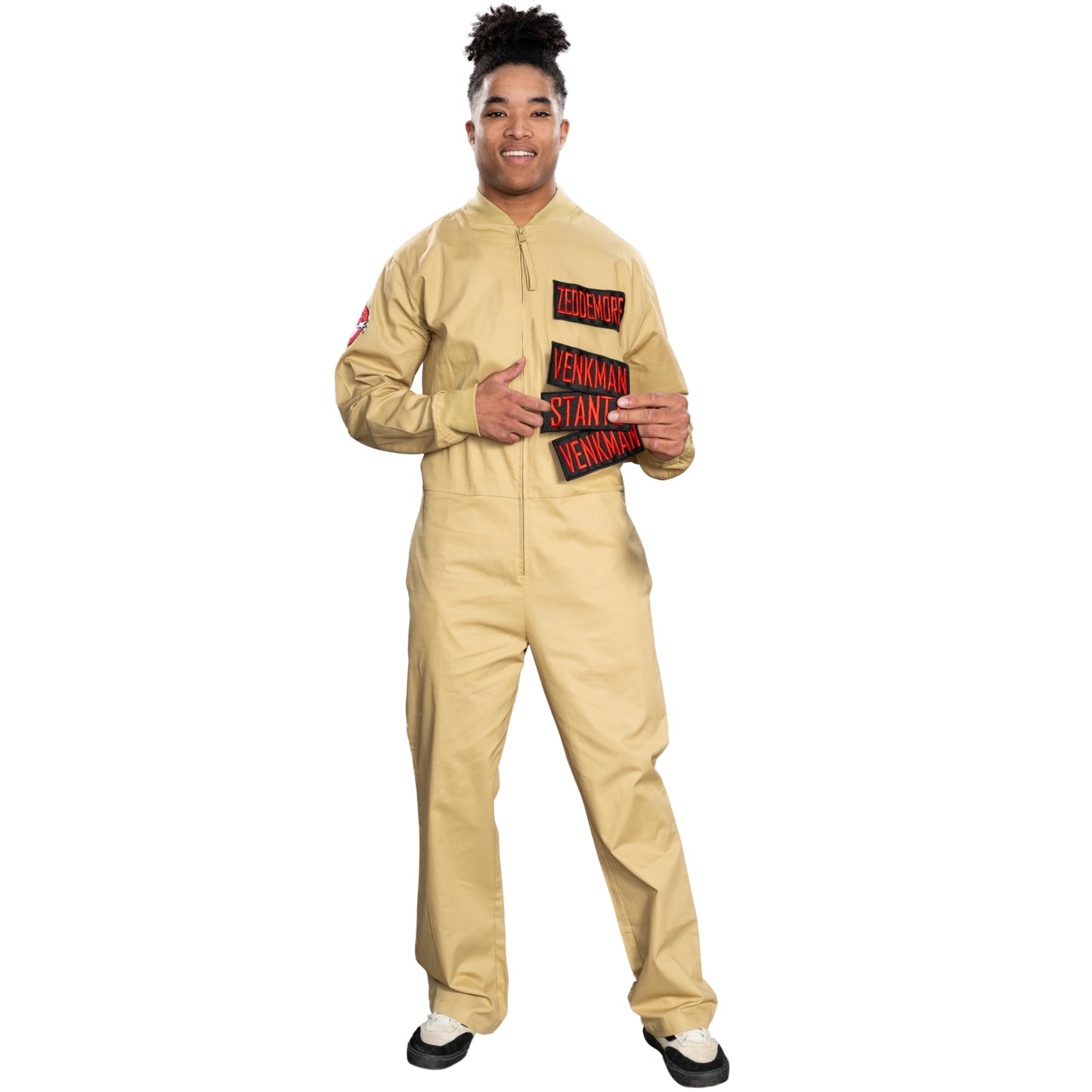 Mad Engine Ghostbusters Adult Costume Zip up Jumpsuit with 4 Interchangeable Patches