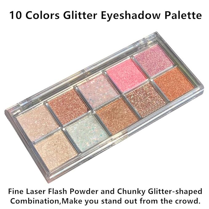 Go Ho 10 Colors Eyeshadow Palette,Shimmer&Glitter Eyeshadow Korean Makeup,Highly Pigmented Shades,Shinning Diamond Looking,Waterproof Eyeshadow Makeup Palette,07 Galaxy Sky Sparkle