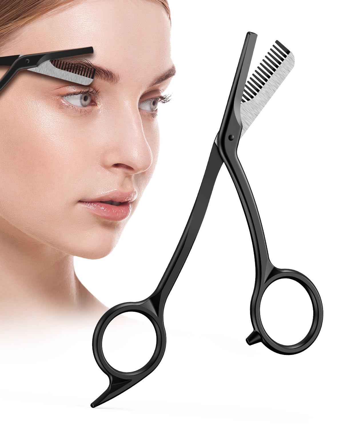 BALUCA Eyebrow Scissors with Comb | Professional Stainless Steel Eyebrow Trimmer for Women & Men | Dual-Design Precision Eye Bro