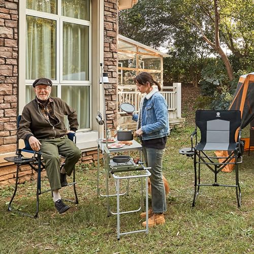EVER ADVANCED Portable 30.7" Seat Height Tall Folding Chair Directors Chair High Foldable Bar Stool with Side Table for Ma...