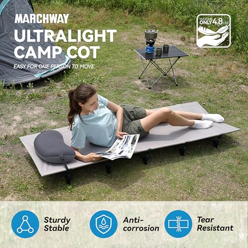 MARCHWAY Ultralight Folding Tent Camping Cot Bed, Portable Compact for Outdoor Travel, Base Camp, Hiking, Mountaineering, ...