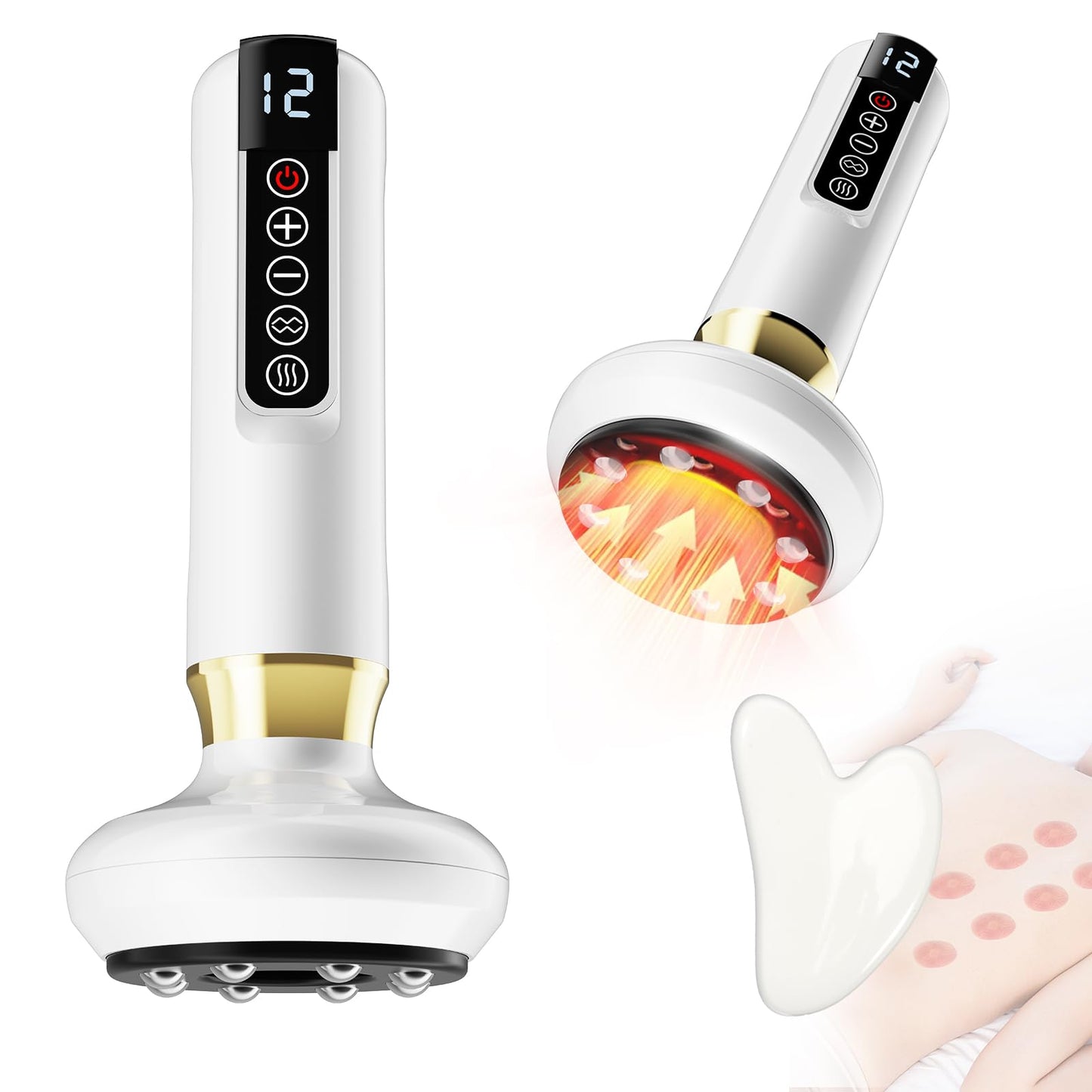 Electric Handheld Cellulite Massager with 12 Suction Modes, Cellulite Remover Tool for Legs, Belly, Thighs, Arms, Butt- Birthday, Christmas, Mothers Day, Valentines Day Gifts for Her Women (White)