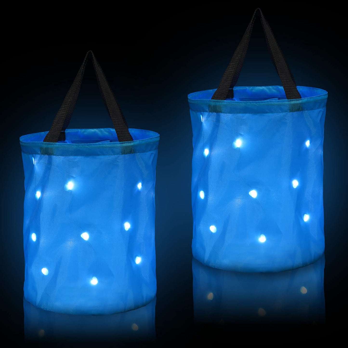 Shappy 2 Pcs LED Light Halloween Candy Bags Trick or Treat Light up Halloween Candy Bucket Multipurpose Reusable Goody Bucket for Holiday Party Supplies Favors(Blue)