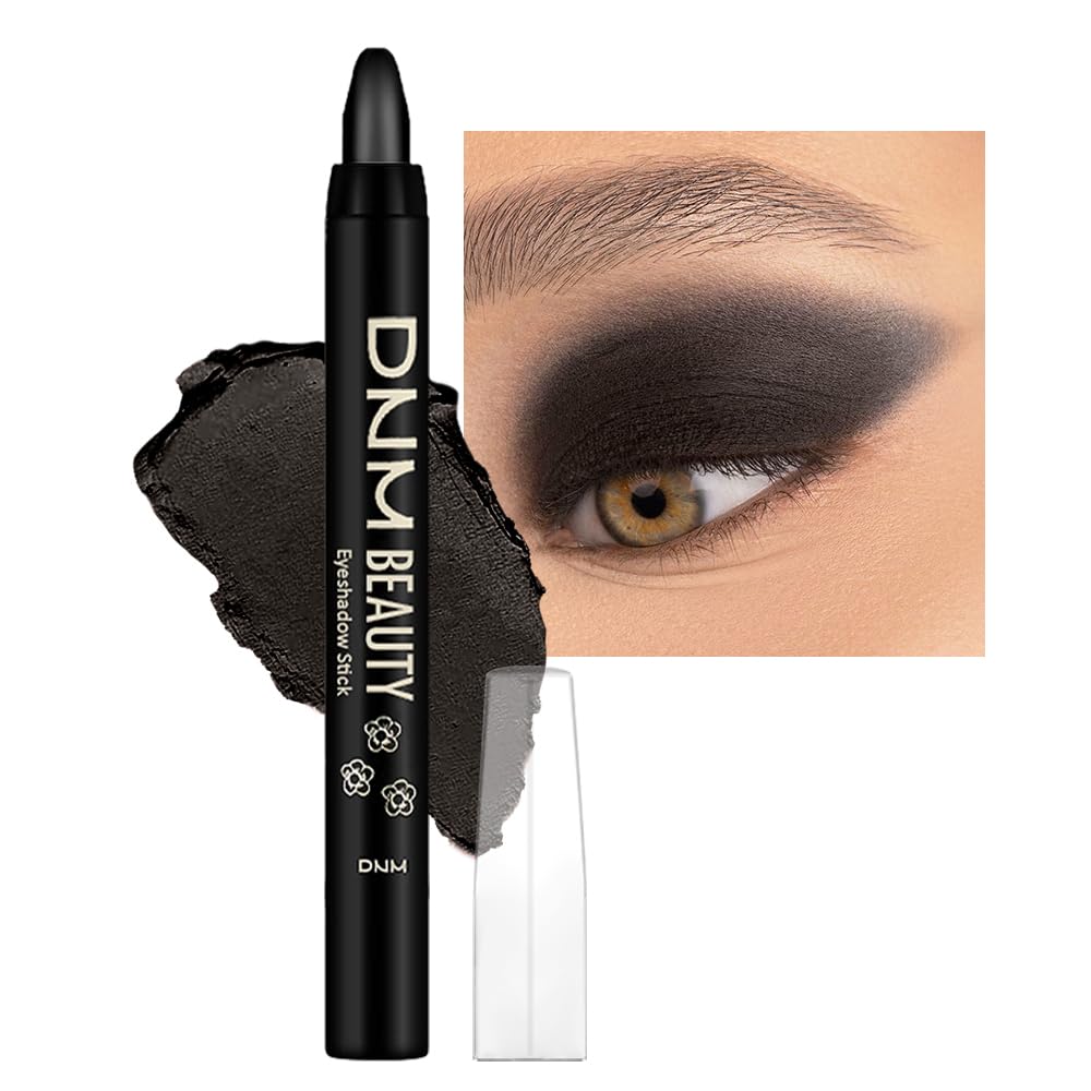 evpct Black Matte Cream Eye Shadow Sticks Brightener Pencils for Women, Long Lasting Silky Eyeshadow Applicator Stick Pen Waterp