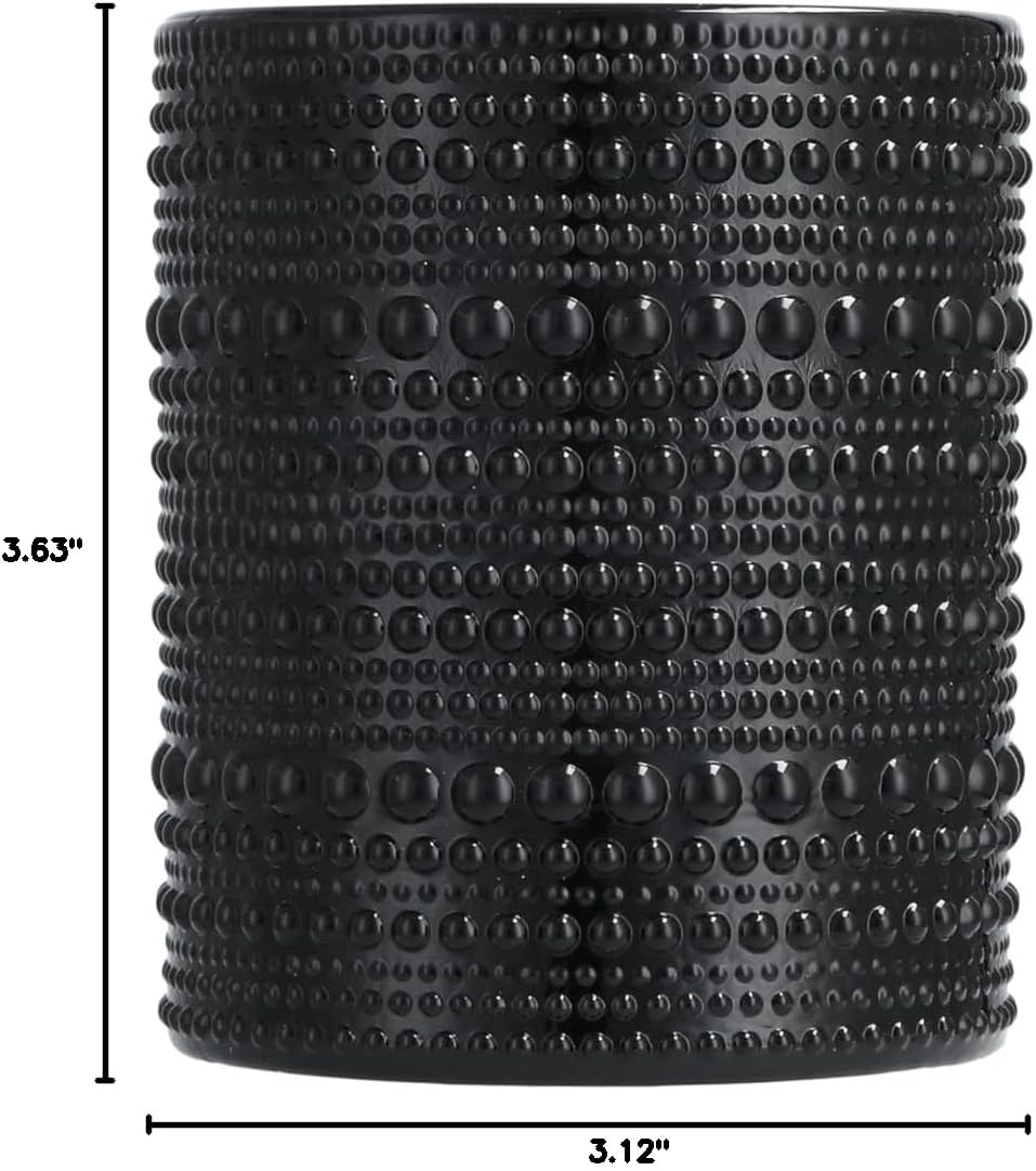 Fortessa Jupiter Beaded Hobnail Glass, 10 Ounce Double Old Fashioned (Set of 6), Obsidian Black