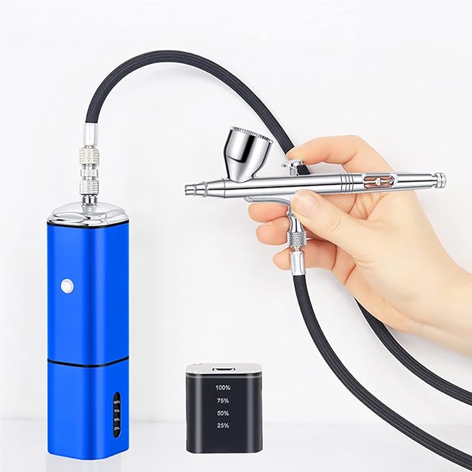 Auto stop cordless airbrush kit with compressor kit,rechargeable dual action air brush gun,connect with different airbrush pens to spray paints for multi use