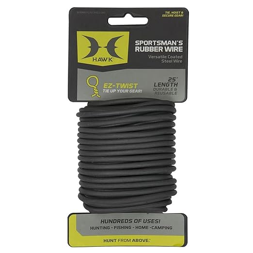 HAWK Sportman's Rubber Wire Durable Easy to Use Reusable 25' Long Rust-Free Coated Wire for Hunting, Fishing, Camping 40 L...