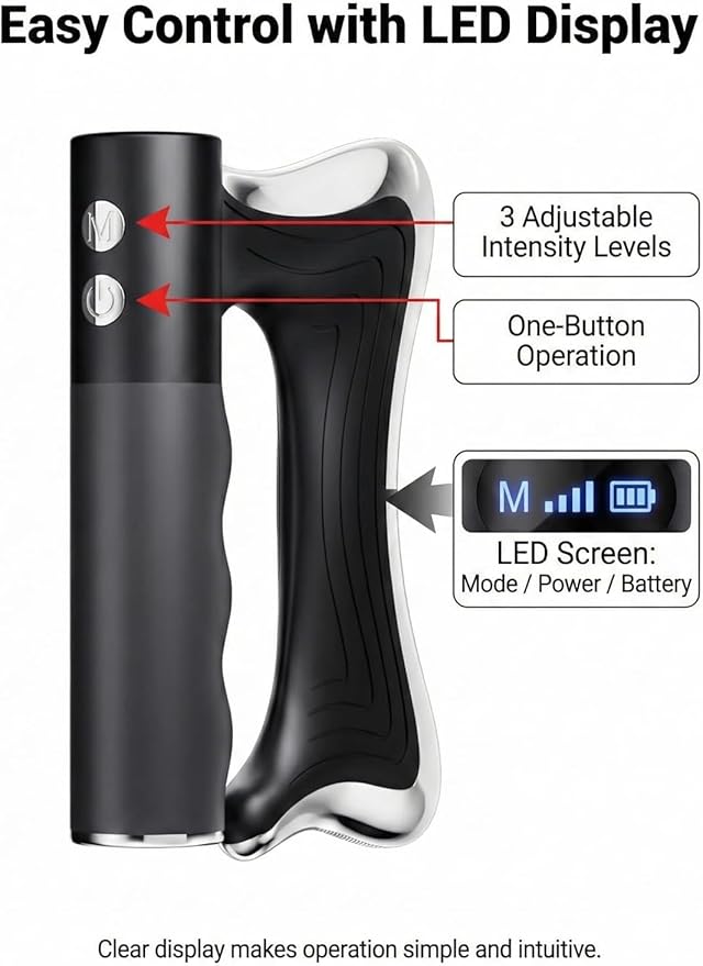 Sculptor Full Body Contour Device with Heat & EMS, Cellulite Massager Skin Firming & Lymphatic Drainage Muscle Relief Better Circulation, Electric Fascia Knife for Belly, Arm, Waist, Leg (black)