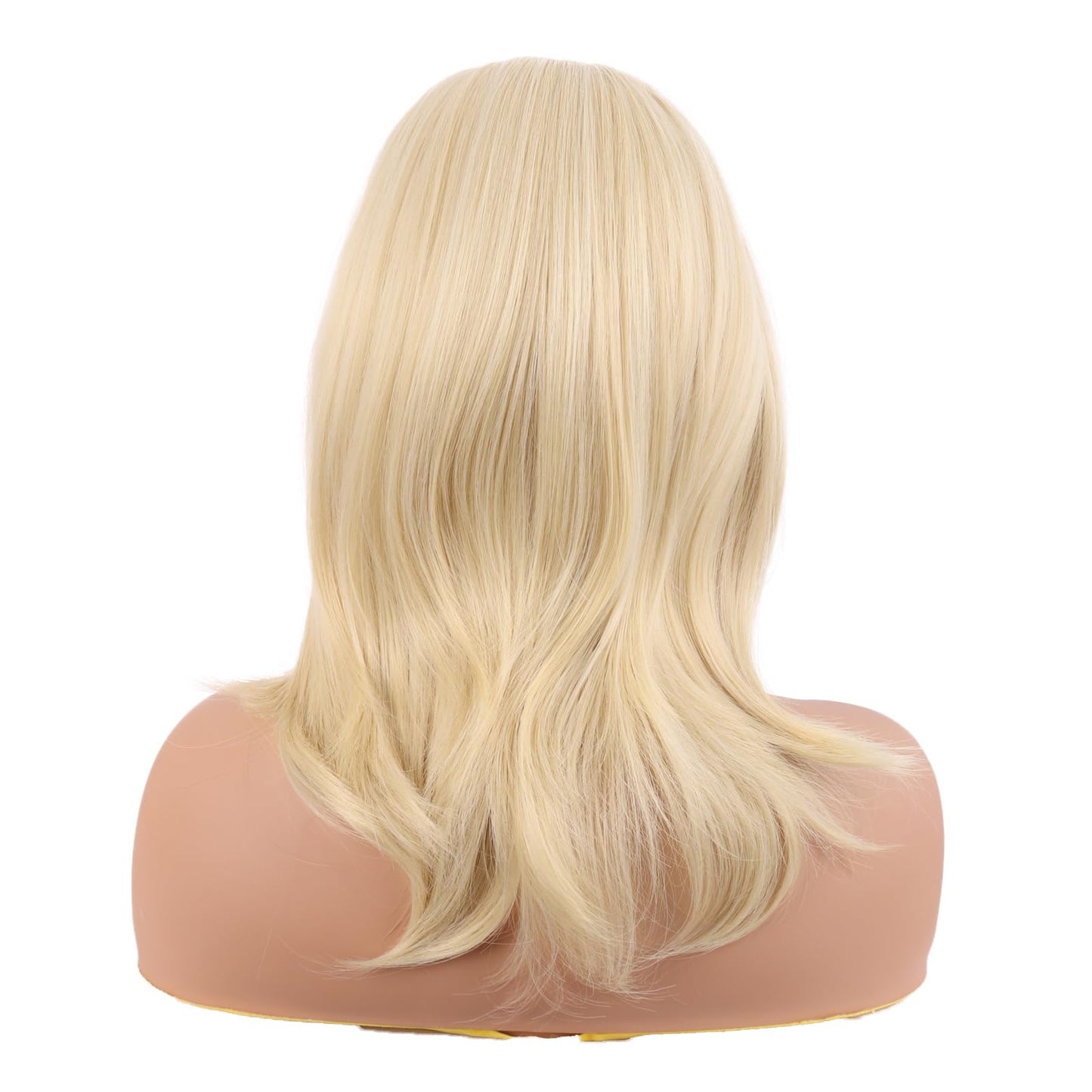 MapofBeauty 18 Inch/45 cm Layered Bangs Straight Synthetic Fiber Shoulder Length Hair Daily Use Wig (Mixed Gold)