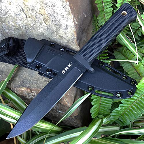 COLD STEEL SRK 6" SK-5 Clip Point Razor-Sharp Blade 4.75" Durable Kray-Ex Handle Tactical Fixed Blade Knife w/Secure-Ex Sh...