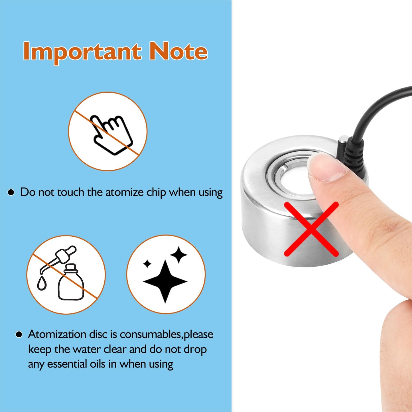 AGPTEK Aluminum Mini Mist Maker Fogger Water Fountain Pond Fog Machine Atomizer, Perfect for Halloween, Christmas and Other Holidays
