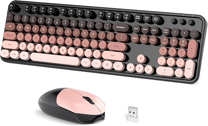 Wireless Keyboard and Mouse, Typewriter Full Size Keyboard with Number Pad and 2 in 1 USB Connected Mouse for Windows 7/8/10/11, Laptop, Desktop, PC, Computer