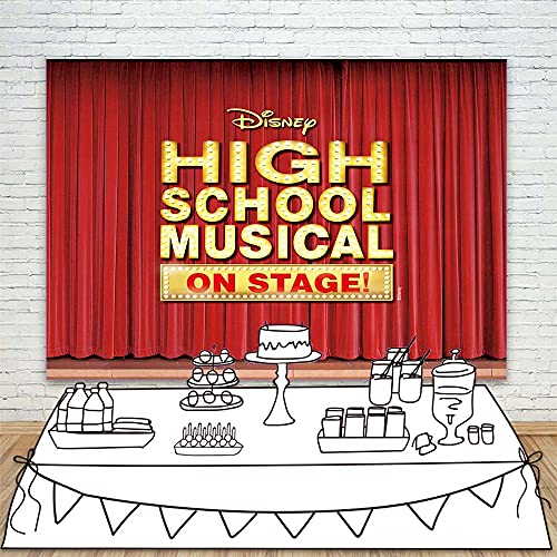 JMING High School Musical Photography Backdrop 7x5 Vinyl Red Curtain Stage Photo Background for Birthday Party Supplies Gr...