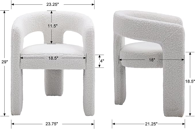 DAYALANE Modern Barrel Dining Chairs Set of 4, Upholstered Boucle Dining Room & Kitchen Chair with Curved Back, Comfy Accent Side Reading Armchair for Living Room Bedroom Kitchen Home Office, White