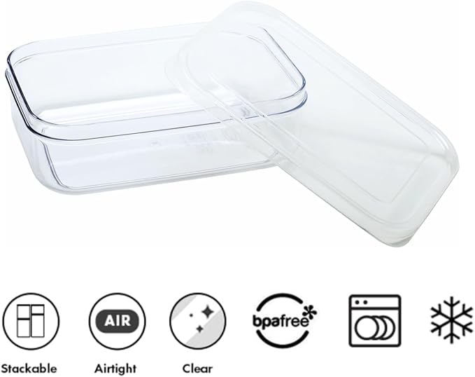 Lustroware Micro Clear Transparent Food Storage Containers with Lids – BPA-Free, Shatterproof, Dishwasher & Microwave Safe, 1.4 qt Stackable Refrigerator Organizer Bins, Made in Japan, Set of 6