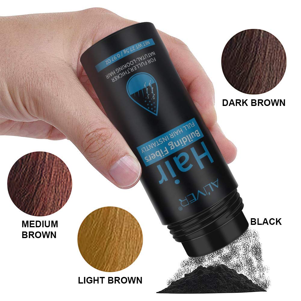 Aliver Hair Fibers for Thinning Hair Dark Brown - Undetectable Natural Formula - Thicker Fuller Hair in 15 Seconds - Conceals Hair Loss & Look Younger - Designed for Men & Women,0.97Oz