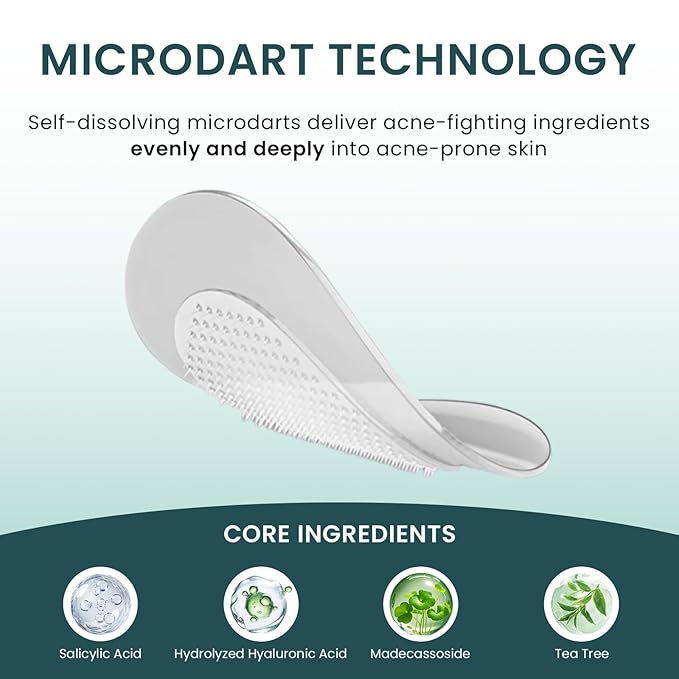 Micro-Dart Pimple Patch – Hydrocolloid Acne Patches with Micro-Dart Technology for Hydrolyzed Hyaluronic Acid, Salicylic Acid, Madecassoside & Tea Tree (18 Pack)