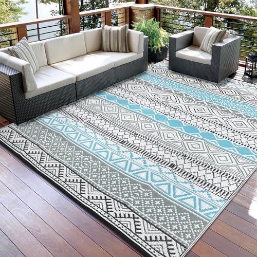 GarveeLife Outdoor Patio Rug 9x18 Waterproof Plastic Straw Rug, Reversible UV Resistant Foldable Camping Carpet Portable M...