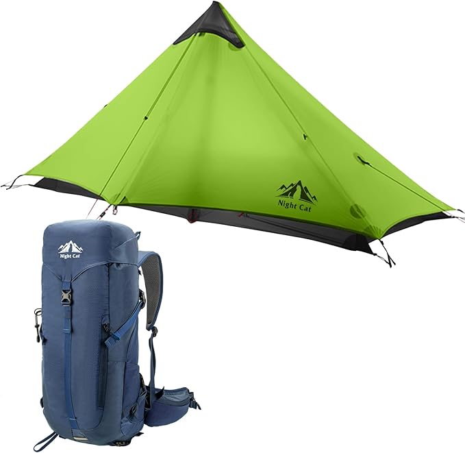 Night Cat Ultralight Tent 1 Person with Internal-Frame Hiking Backpack 30L for Professional Backpacker Hiker 2 LBS Only La...