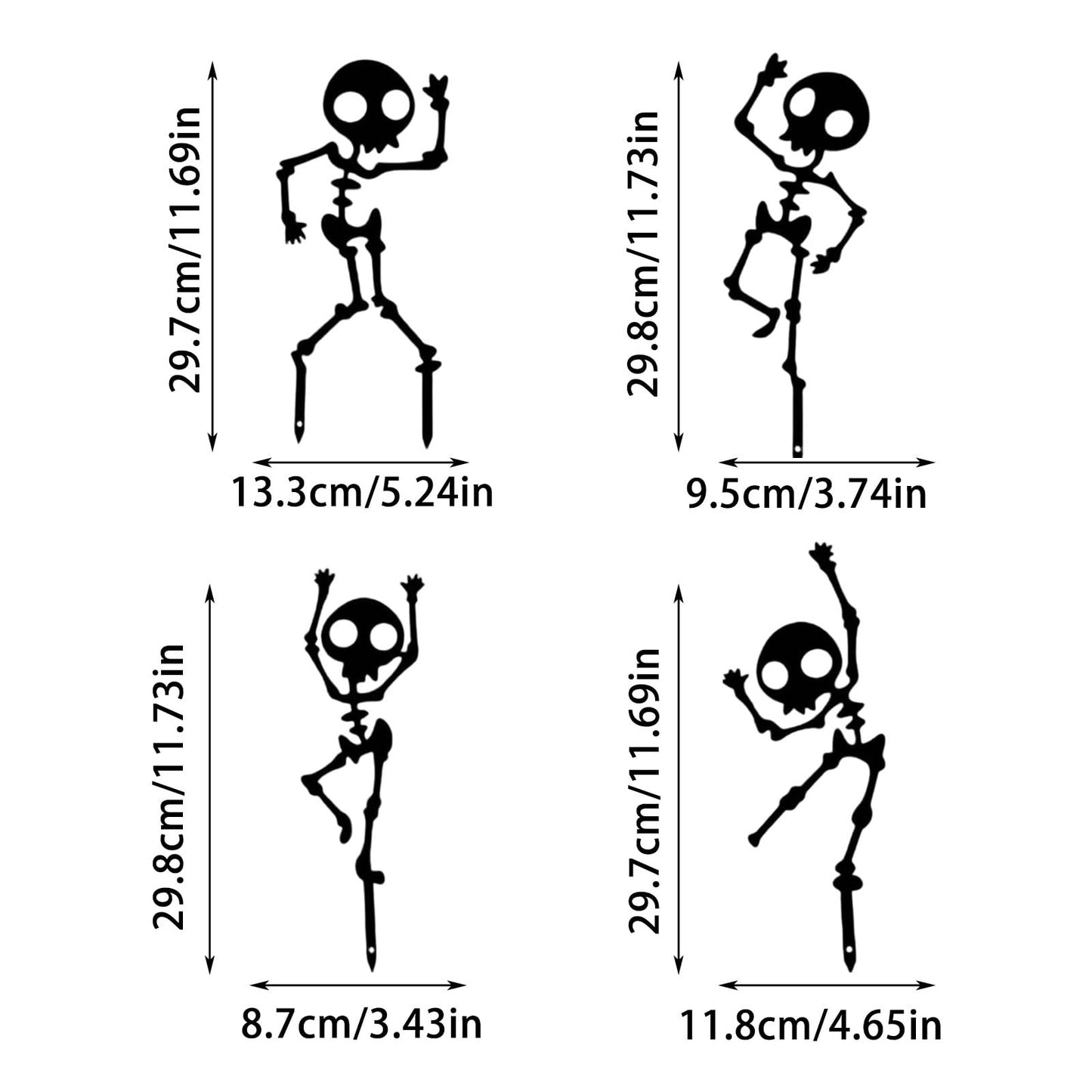 RTBCHLFV 4Pcs Spooky Dancing Skeleton Garden Stakes, Skeleton Man Metal Die Cuts, Weatherproof Metal Yard Art, Halloween Decoration Outdoor Yard Ghostly Figurine for Patio Lawn Garden (Black)