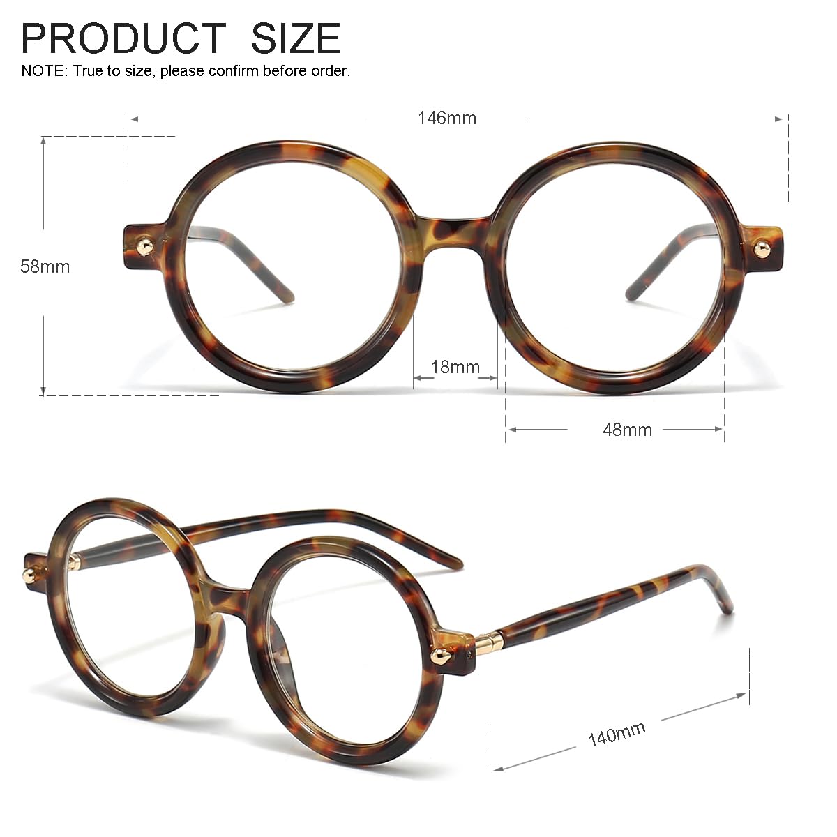 JOVAKIT Retro Round Blue Light Glasses for Women Men Fashion 90s Round Frame Glasses Style Computer Eyeglasses (Tortoise)