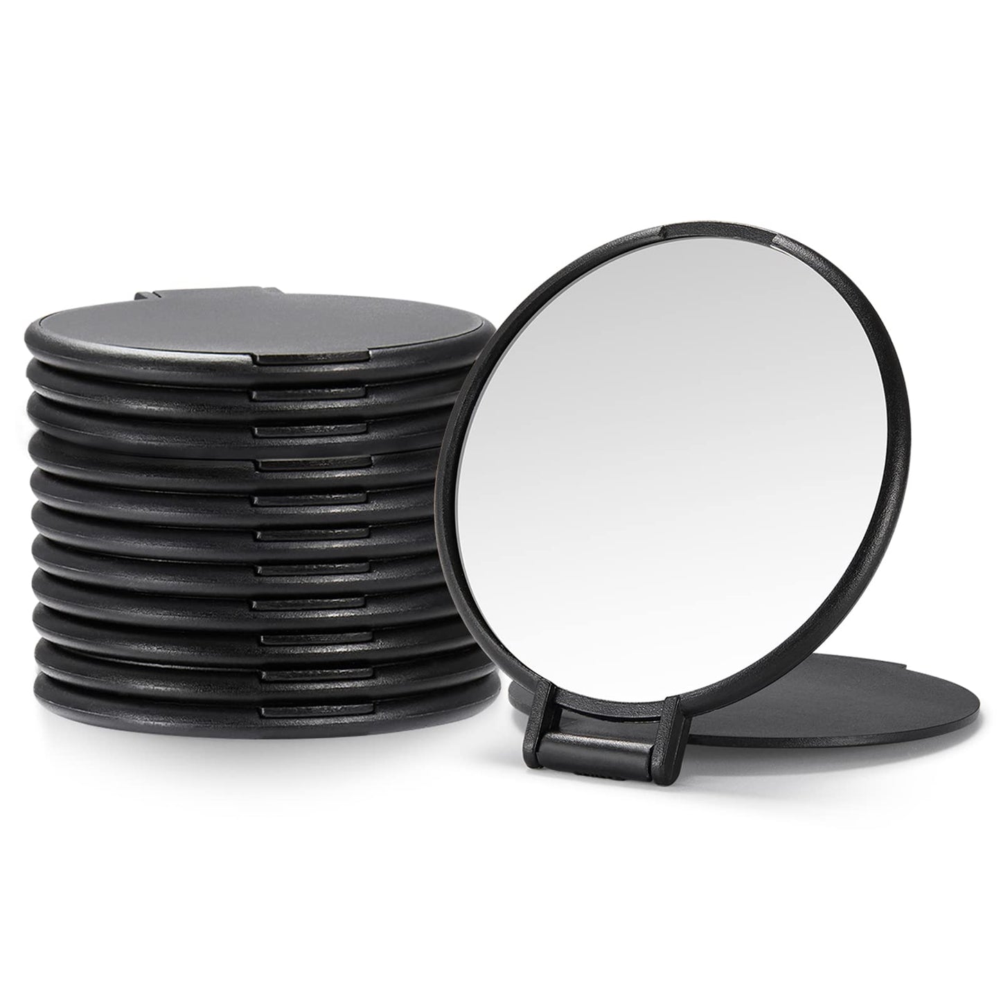 Qislee Compact Mirror Bulk, Round Makeup Mirror for Purse, Set of 12(Black)