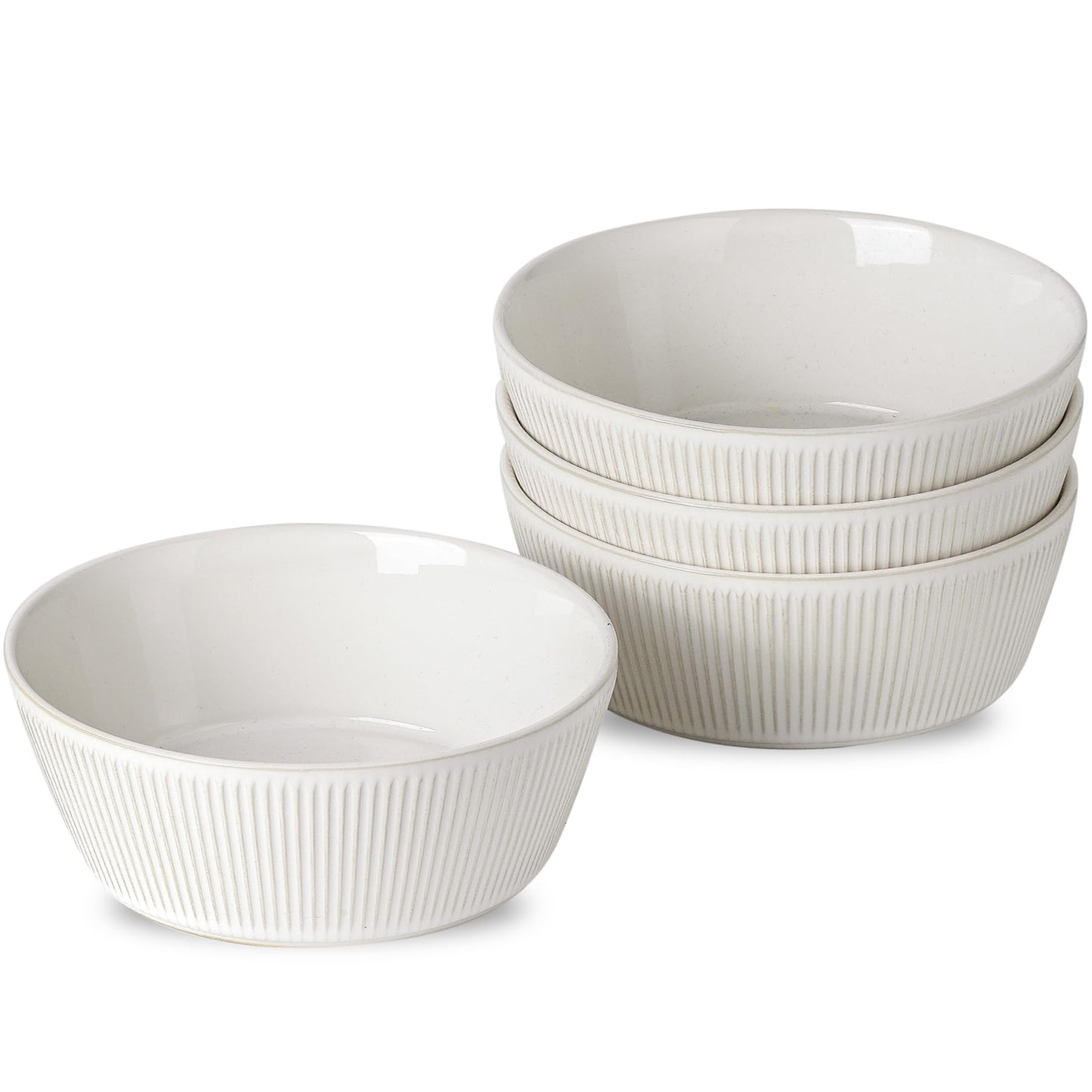 UBEE Large Soup Bowls Set of 4, 7.3 inch White Salad Bowls, Ceramic Serving Bowls for Ramen, Pasta, Fruit, Cereal, Fruit, Dinner, Dishwasher and Microwave Safe