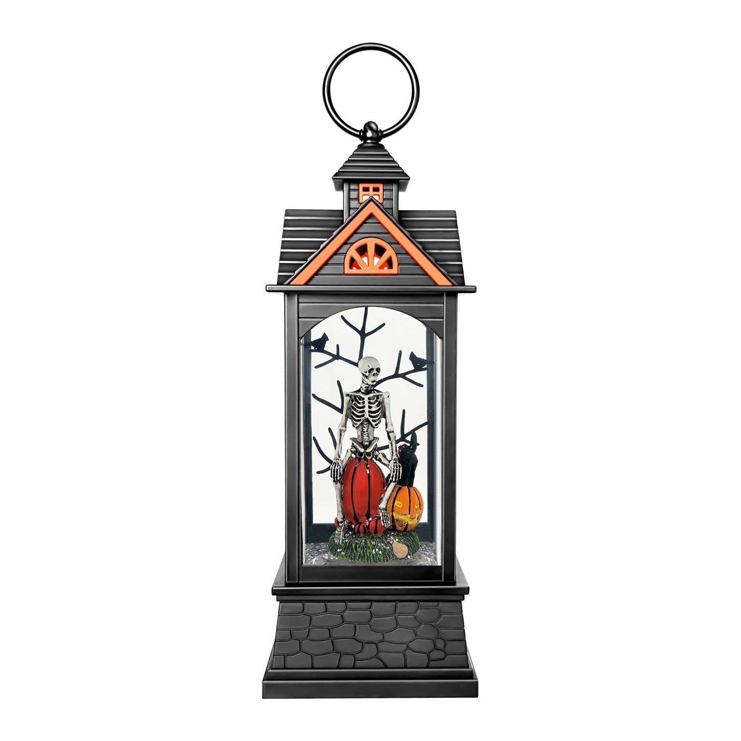 AOMIL Halloween Snow Globe Lantern, Spooky Ghost Halloween Decor, Plug-in & Battery Operated Snow Globes for Halloween Decorations Indoor
