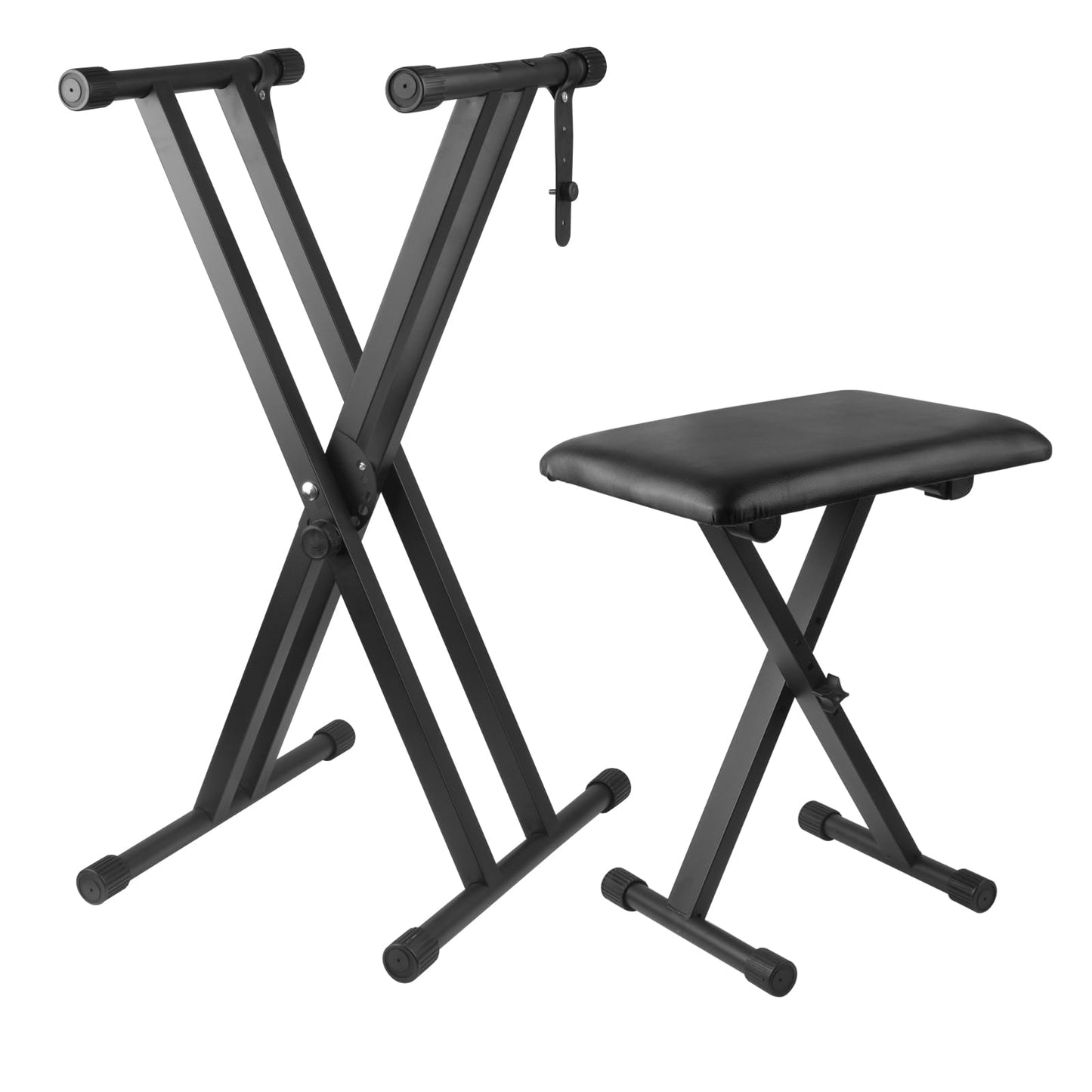 Bazayona Keyboard Stand Piano Bench Set, Double X Adjustable Keyboard Stand Piano Stand with Lockable Straps, (Piano Keyboard St