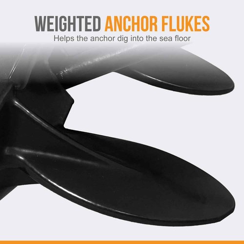 Navy Anchor, 15 Lb Boat Anchor for Pontoon Boat, Durable Vinyl Coated Boat Anchors for 25' Boats, Resistant to Scratch, Tear & Wear, Black