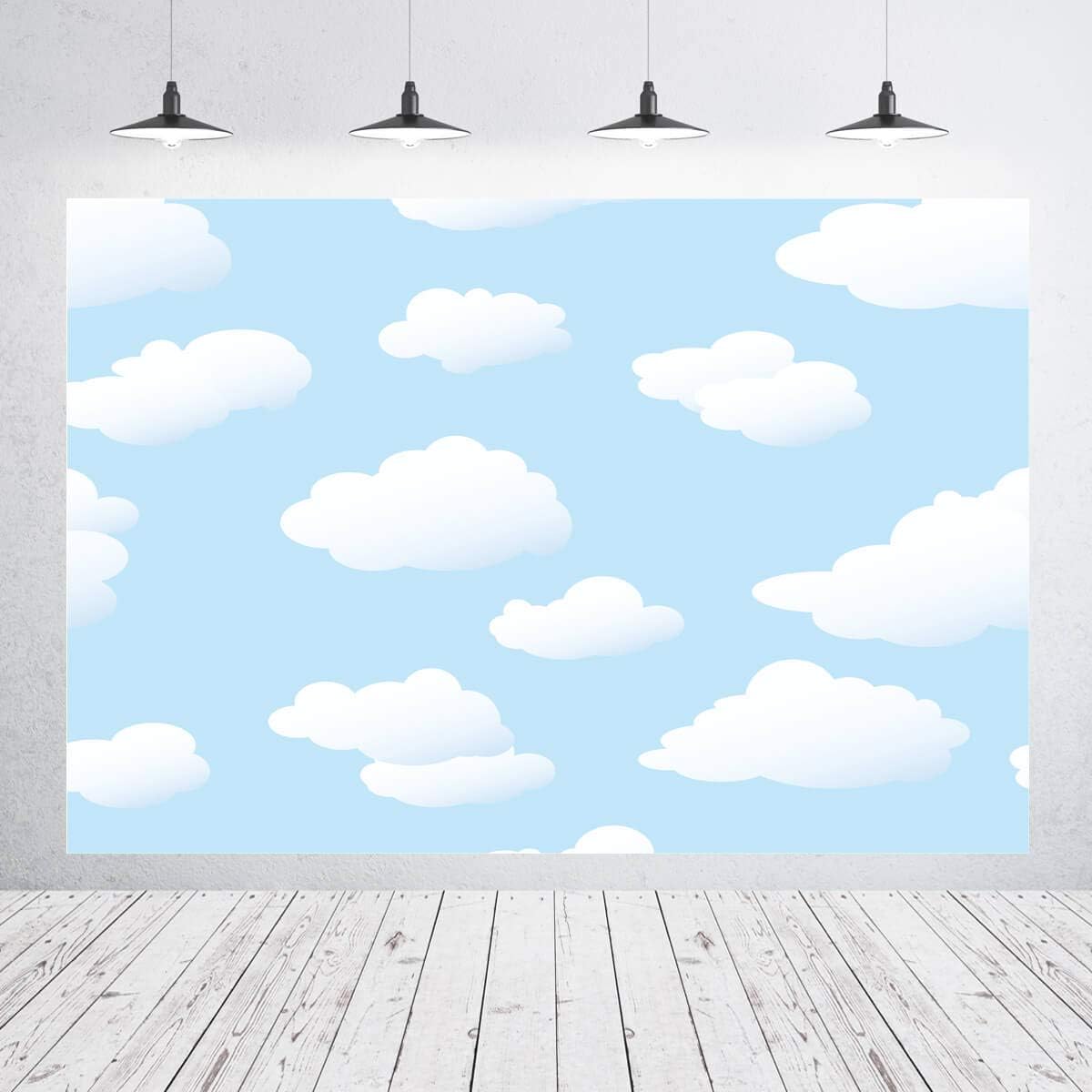 Blue Sky White Cloud Backdrop Birthday Party Backdrops Kids Photography Background Shooting Studio Props 6X4Ft