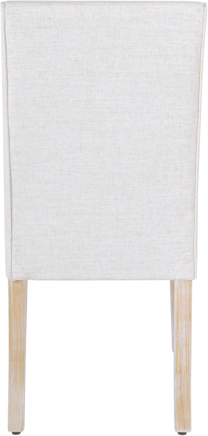 Homepop Scalloped Detail Dining Chair|Upholstered Parsons Dining Chairs |Decorative Home Furniture, Cream Textured Woven (Set of 2)